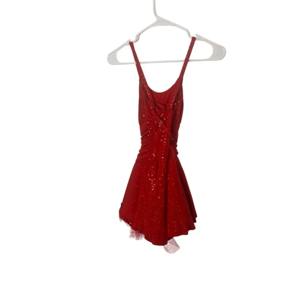 The‎ Competitor Child Size Large Red Sequin Dance Gymnastics Leotard Dress